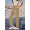 imageWomens Athletic Hiking Pants Lightweight Quick Dry Water Resistant Elastic Waist Cargo Pants with Zipper PocketsKhaki