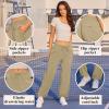 imageWomens Athletic Hiking Pants Lightweight Quick Dry Water Resistant Elastic Waist Cargo Pants with Zipper PocketsKhaki