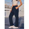 imageWomens Athletic Hiking Pants Lightweight Quick Dry Water Resistant Elastic Waist Cargo Pants with Zipper PocketsNavy