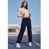 imageWomens Athletic Hiking Pants Lightweight Quick Dry Water Resistant Elastic Waist Cargo Pants with Zipper PocketsNavy