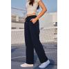 imageWomens Athletic Hiking Pants Lightweight Quick Dry Water Resistant Elastic Waist Cargo Pants with Zipper PocketsNavy
