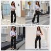 imageWomens High Waist Dress Work Pants Stretchy Straight Leg Casual Pants Business Office TrousersBlack