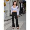 imageWomens High Waist Dress Work Pants Stretchy Straight Leg Casual Pants Business Office TrousersBlack