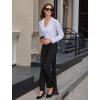 imageWomens High Waist Dress Work Pants Stretchy Straight Leg Casual Pants Business Office TrousersBlack