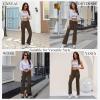 imageWomens High Waist Dress Work Pants Stretchy Straight Leg Casual Pants Business Office TrousersBrown