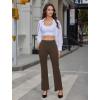 imageWomens High Waist Dress Work Pants Stretchy Straight Leg Casual Pants Business Office TrousersBrown