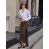 imageWomens High Waist Dress Work Pants Stretchy Straight Leg Casual Pants Business Office TrousersBrown