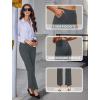 imageWomens High Waist Dress Work Pants Stretchy Straight Leg Casual Pants Business Office TrousersDark Grey