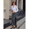 imageWomens High Waist Dress Work Pants Stretchy Straight Leg Casual Pants Business Office TrousersDark Grey