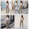 imageWomens High Waist Dress Work Pants Stretchy Straight Leg Casual Pants Business Office TrousersLight Coffee