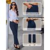 imageWomens High Waist Dress Work Pants Stretchy Straight Leg Casual Pants Business Office TrousersNavy Blue