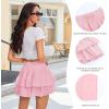 imageShorts for Women Ruffled Tiered Pleated Mini Skirts Boho High Waist Flowy Comfy Tennis Golf SkortsPink