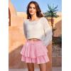 imageShorts for Women Ruffled Tiered Pleated Mini Skirts Boho High Waist Flowy Comfy Tennis Golf SkortsPink