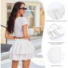 imageShorts for Women Ruffled Tiered Pleated Mini Skirts Boho High Waist Flowy Comfy Tennis Golf SkortsWhite