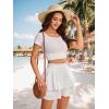 imageShorts for Women Ruffled Tiered Pleated Mini Skirts Boho High Waist Flowy Comfy Tennis Golf SkortsWhite