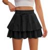 imageShorts for Women Ruffled Tiered Pleated Mini Skirts Boho High Waist Flowy Comfy Tennis Golf SkortsBlack