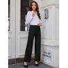 imageWomens Straight Leg Pants Strech Business Casual Pants High Waisted Work Dress Office Trousers with PocketsBlack