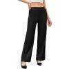 imageWomens Straight Leg Pants Strech Business Casual Pants High Waisted Work Dress Office Trousers with PocketsBlack