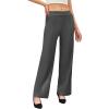 imageWomens Straight Leg Pants Strech Business Casual Pants High Waisted Work Dress Office Trousers with PocketsGray