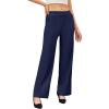 imageWomens Straight Leg Pants Strech Business Casual Pants High Waisted Work Dress Office Trousers with PocketsNavy