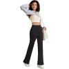 imageYoga Pants Women Flared High Waisted Stretch Drawstring Causal Work Pant Workout Gym with PocketsBlack
