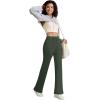 imageYoga Pants Women Flared High Waisted Stretch Drawstring Causal Work Pant Workout Gym with PocketsDark Green