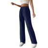 imageWomens Straight Leg Pants Strech Business Casual Pants High Waisted Work Dress Office Trousers with PocketsNavy