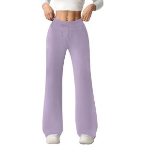 imageYoga Pants Women Flared High Waisted Stretch Drawstring Causal Work Pant Workout Gym with PocketsPurple