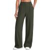 imageWomens High Waist Dress Work Pants Stretchy Wide Leg Business Casual Office Pull On Trousers Slacks with PocketsArmy Green