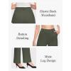 imageWomens High Waist Dress Work Pants Stretchy Wide Leg Business Casual Office Pull On Trousers Slacks with PocketsArmy Green