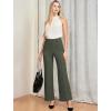 imageWomens High Waist Dress Work Pants Stretchy Wide Leg Business Casual Office Pull On Trousers Slacks with PocketsArmy Green