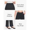 imageWomens High Waist Dress Work Pants Stretchy Wide Leg Business Casual Office Pull On Trousers Slacks with PocketsBlack