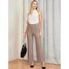 imageWomens High Waist Dress Work Pants Stretchy Wide Leg Business Casual Office Pull On Trousers Slacks with PocketsCoffee