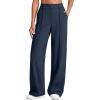 imageWomens High Waist Dress Work Pants Stretchy Wide Leg Business Casual Office Pull On Trousers Slacks with PocketsNavy