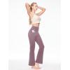 imageWomens Flare Yoga Pants High Waisted Bootcut Yoga Leggings Tummy Control Gym Workout Active Pants with PocketsGrayish Purple