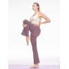 imageWomens Flare Yoga Pants High Waisted Bootcut Yoga Leggings Tummy Control Gym Workout Active Pants with PocketsGrayish Purple