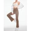 imageWomens Flare Yoga Pants High Waisted Bootcut Yoga Leggings Tummy Control Gym Workout Active Pants with PocketsTan