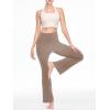 imageWomens Flare Yoga Pants High Waisted Bootcut Yoga Leggings Tummy Control Gym Workout Active Pants with PocketsTan