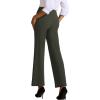 imageWomens High Waisted Work Suit Wide Leg Pants Side Zipper Pocket Casual Business Dress PantsArmy Green