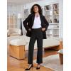 imageWomens High Waisted Work Suit Wide Leg Pants Side Zipper Pocket Casual Business Dress PantsBlack