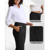 imageWomens High Waisted Work Suit Wide Leg Pants Side Zipper Pocket Casual Business Dress PantsBlack