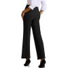 imageWomens High Waisted Work Suit Wide Leg Pants Side Zipper Pocket Casual Business Dress PantsBlack