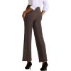 imageWomens High Waisted Work Suit Wide Leg Pants Side Zipper Pocket Casual Business Dress PantsBrown