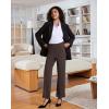imageWomens High Waisted Work Suit Wide Leg Pants Side Zipper Pocket Casual Business Dress PantsBrown