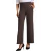 imageWomens High Waisted Work Suit Wide Leg Pants Side Zipper Pocket Casual Business Dress PantsBrown