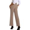 imageWomens High Waisted Work Suit Wide Leg Pants Side Zipper Pocket Casual Business Dress PantsCoffee Brown