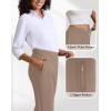 imageWomens High Waisted Work Suit Wide Leg Pants Side Zipper Pocket Casual Business Dress PantsCoffee Brown