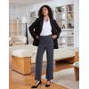imageWomens High Waisted Work Suit Wide Leg Pants Side Zipper Pocket Casual Business Dress PantsDark Grey