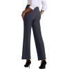 imageWomens High Waisted Work Suit Wide Leg Pants Side Zipper Pocket Casual Business Dress PantsDark Grey