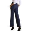 imageWomens High Waisted Work Suit Wide Leg Pants Side Zipper Pocket Casual Business Dress PantsNavy